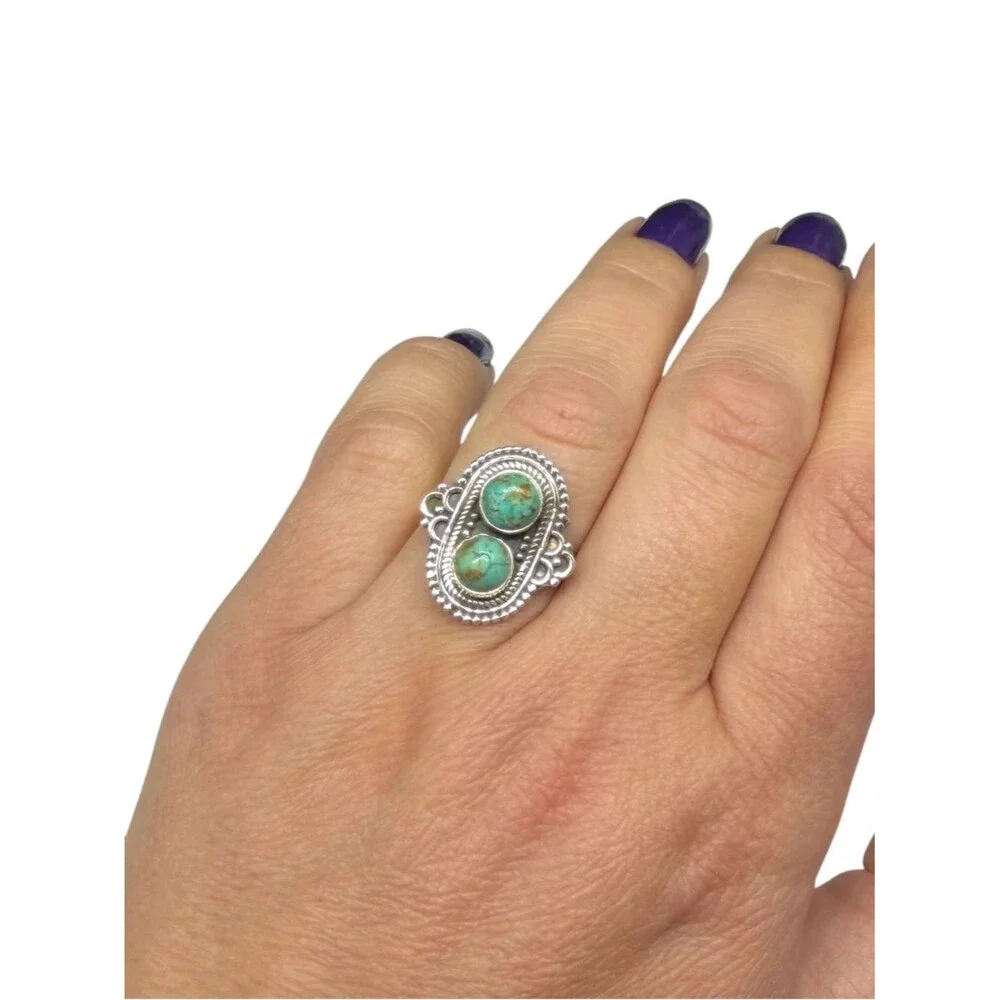 Kingman Mohave Turquoise Ring Size 6.5 Solid 925 Sterling Silver